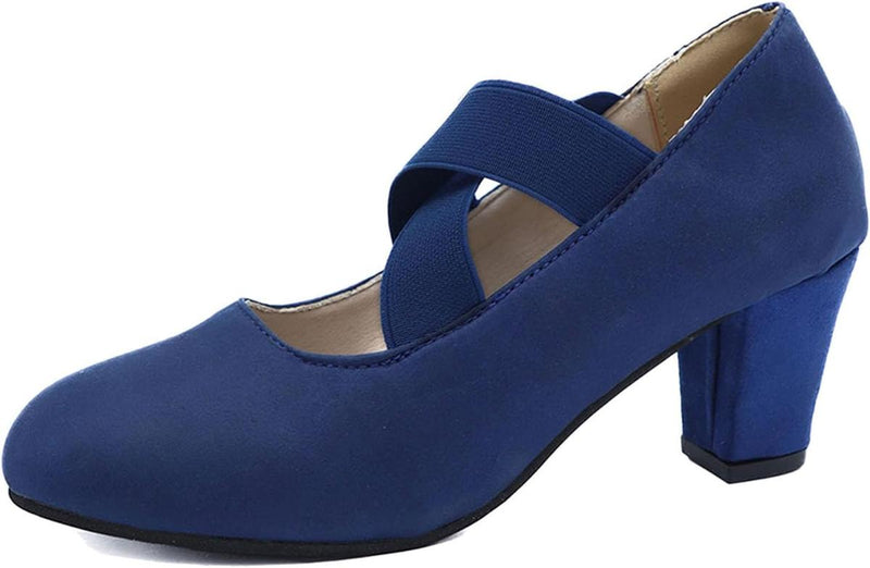 Velvet Cross Strap Block Heel Pumps for Festivals and Special Occasions