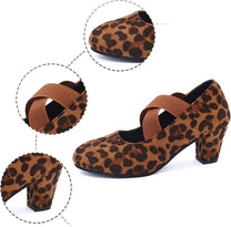 Velvet Cross Strap Block Heel Pumps for Festivals and Special Occasions