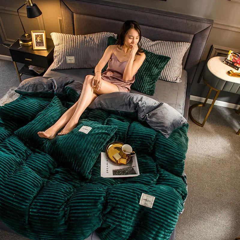 Velvet-Fleece Duvet Cover Luxurious Warmth