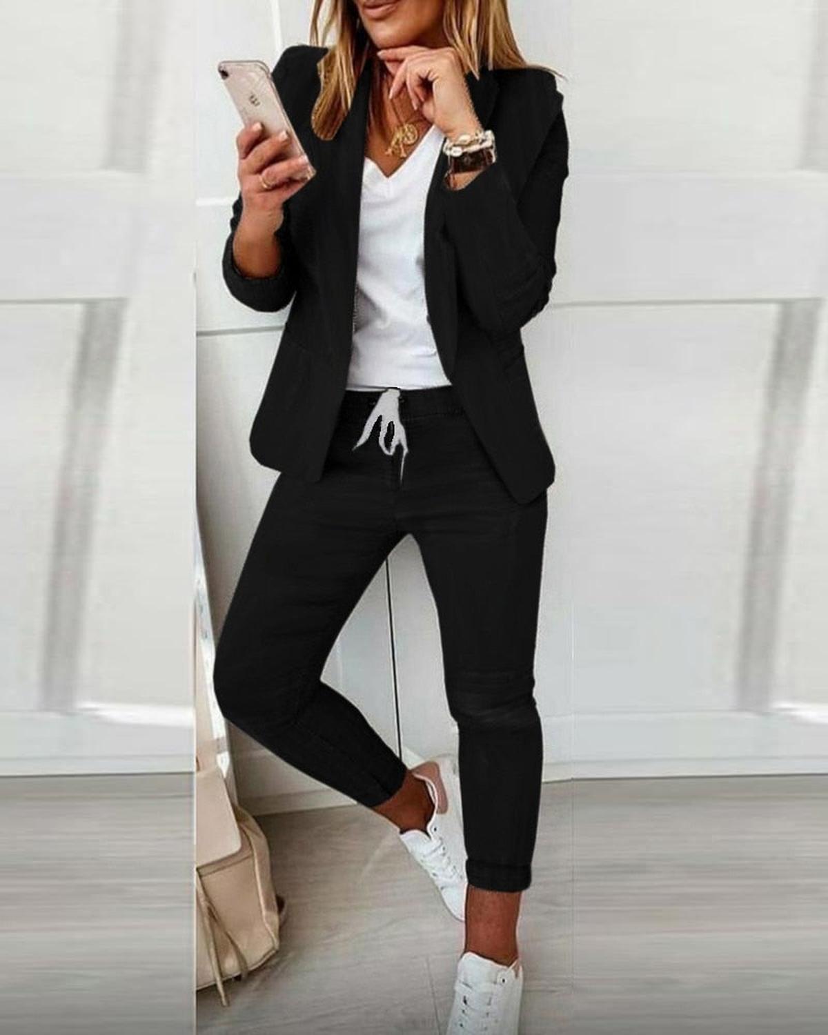 Versatile Business And Casual Suit With Elastic Waistband