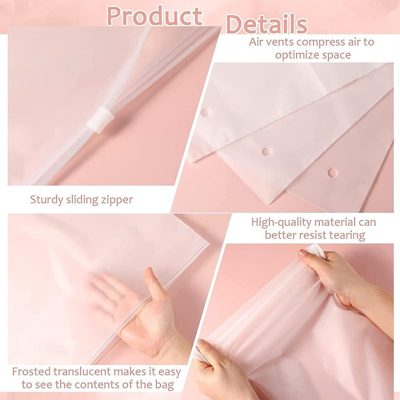 Versatile Frosted Zip Storage Bags – 20 Pack, Buy 2 Sets Get 1 Free