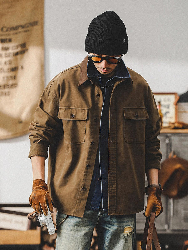 Versatile Loose Fit Work Jacket With Utility Pockets