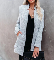 Versatile Tweed Jacket With Notch Collar For Transitional Weather