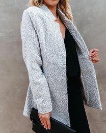 Versatile Tweed Jacket With Notch Collar For Transitional Weather