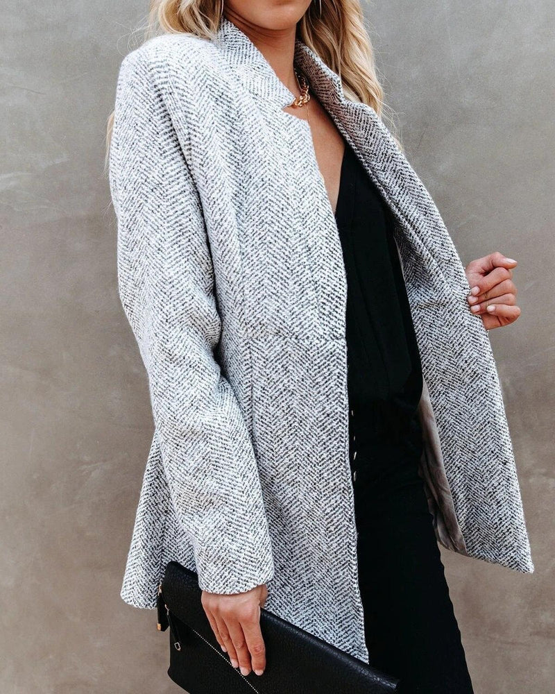 Versatile Tweed Jacket With Notch Collar For Transitional Weather
