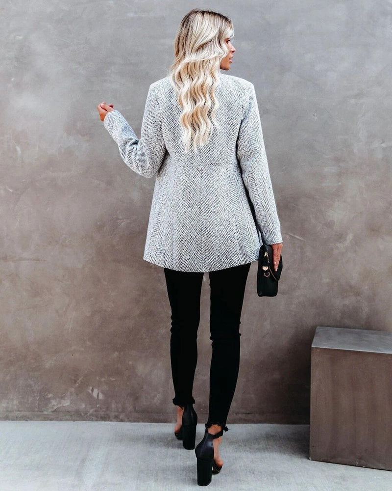 Versatile Tweed Jacket With Notch Collar For Transitional Weather