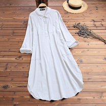 Versatile Women&#39;s Shirt Dress With Pockets