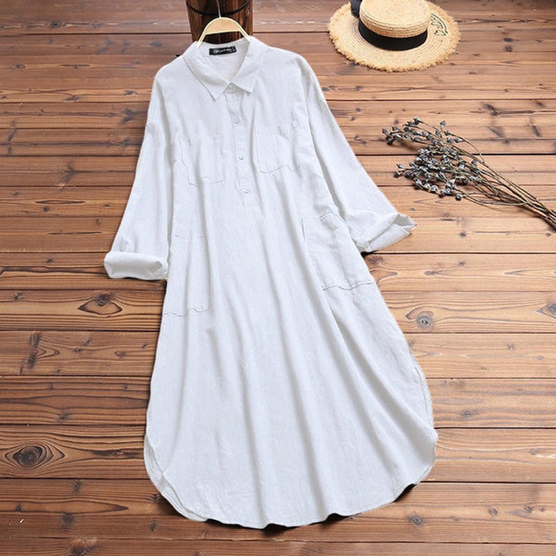 Versatile Women&#39;s Shirt Dress With Pockets