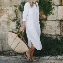 Versatile Women&#39;s Shirt Dress With Pockets