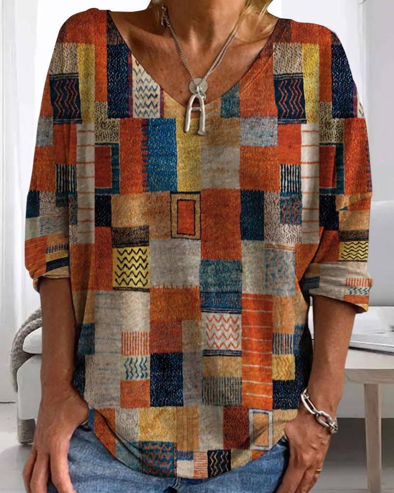 Vibrant Cotton Patchwork Top With Relaxed Fit