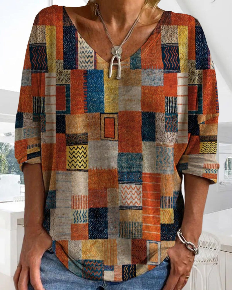 Vibrant Cotton Patchwork Top With Relaxed Fit