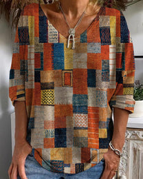 Vibrant Cotton Patchwork Top With Relaxed Fit