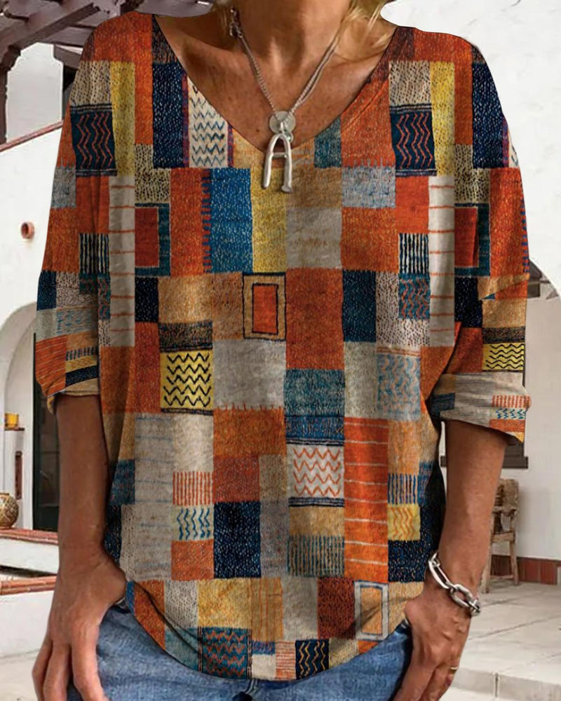 Vibrant Cotton Patchwork Top With Relaxed Fit