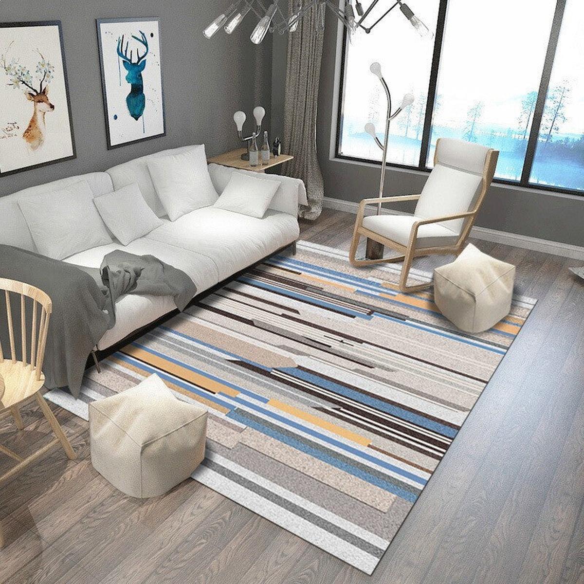 Vibrant Geometric Indoor Rug - Washable Non-Slip Pet-Friendly