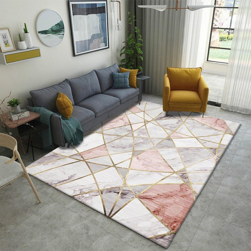 Vibrant Geometric Indoor Rug - Washable Non-Slip Pet-Friendly