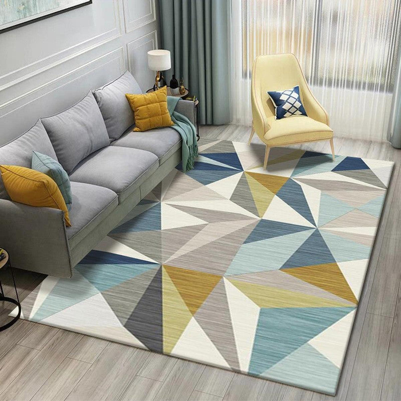 Vibrant Geometric Indoor Rug - Washable Non-Slip Pet-Friendly