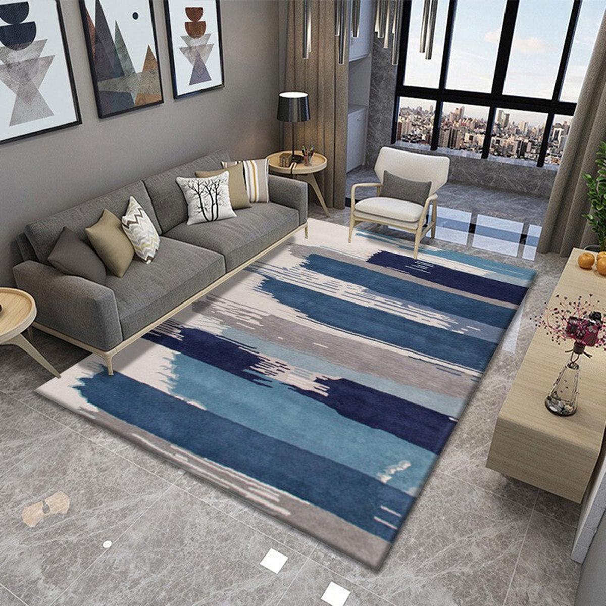 Vibrant Geometric Indoor Rug - Washable Non-Slip Pet-Friendly