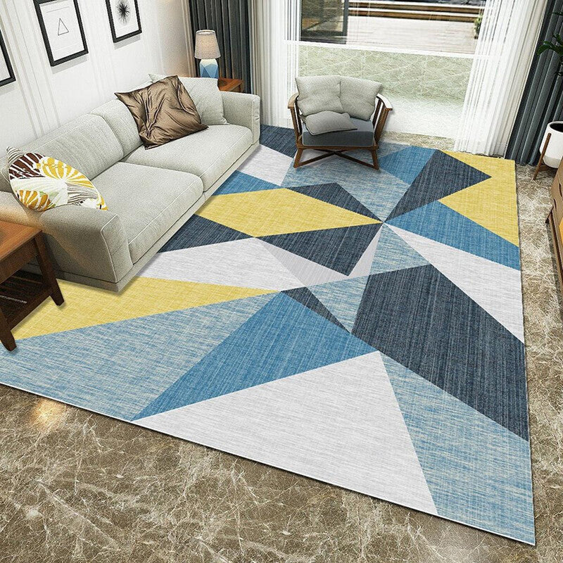 Vibrant Geometric Indoor Rug - Washable Non-Slip Pet-Friendly