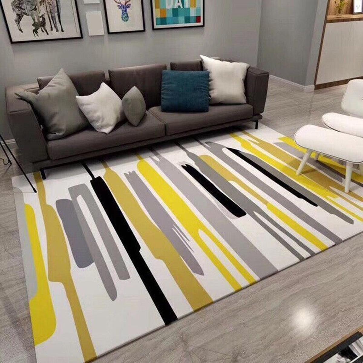 Vibrant Geometric Indoor Rug - Washable Non-Slip Pet-Friendly