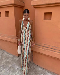 Vibrant Halter Maxi Dress