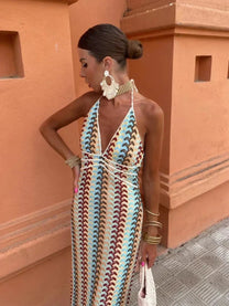 Vibrant Halter Maxi Dress