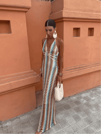 Vibrant Halter Maxi Dress