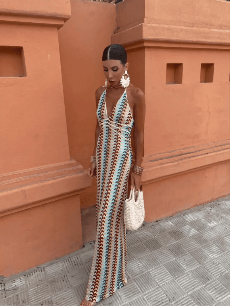 Vibrant Halter Maxi Dress