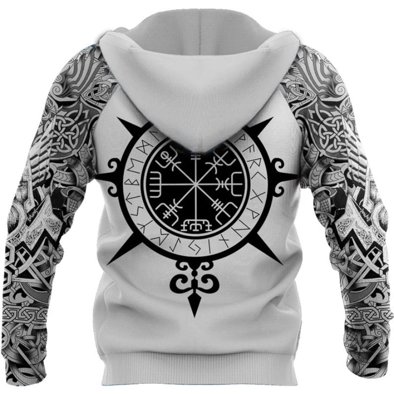 Viking Hoodie With Runes And Warrior Motifs