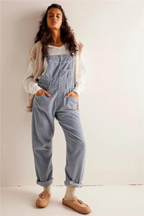 Vintage Cord Denim Overalls With Adjustable Straps