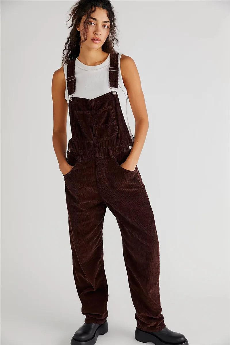 Vintage Cord Denim Overalls With Adjustable Straps