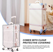 Vintage-Inspired Luggage Set With Spinner Wheels And Protective Cover