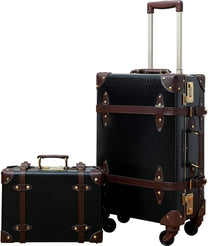 Vintage-Inspired Luggage Set With Spinner Wheels And Protective Cover