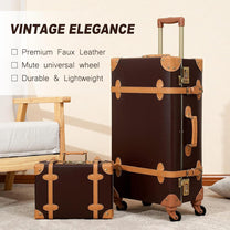 Vintage-Inspired Luggage Set With Spinner Wheels And Protective Cover