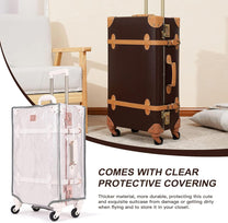 Vintage-Inspired Luggage Set With Spinner Wheels And Protective Cover