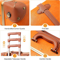 Vintage-Inspired Luggage Set With Spinner Wheels And Protective Cover