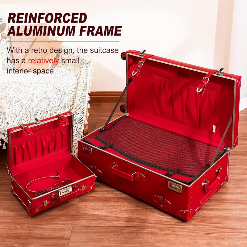 Vintage-Inspired Luggage Set With Spinner Wheels And Protective Cover