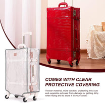 Vintage-Inspired Luggage Set With Spinner Wheels And Protective Cover