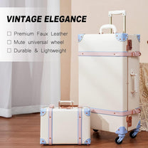 Vintage-Inspired Luggage Set With Spinner Wheels And Protective Cover