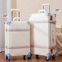Vintage-Inspired Luggage Set With Spinner Wheels And Protective Cover
