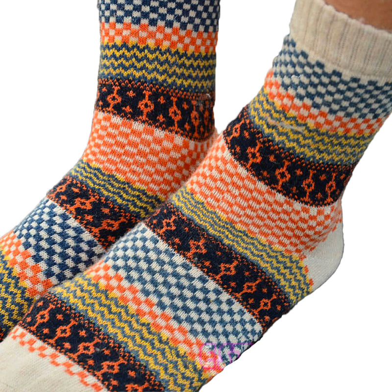 Vintage Jacquard Wool Blend Socks Set for Warmth and Comfort