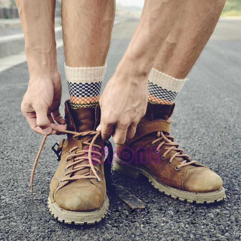 Vintage Jacquard Wool Blend Socks Set for Warmth and Comfort
