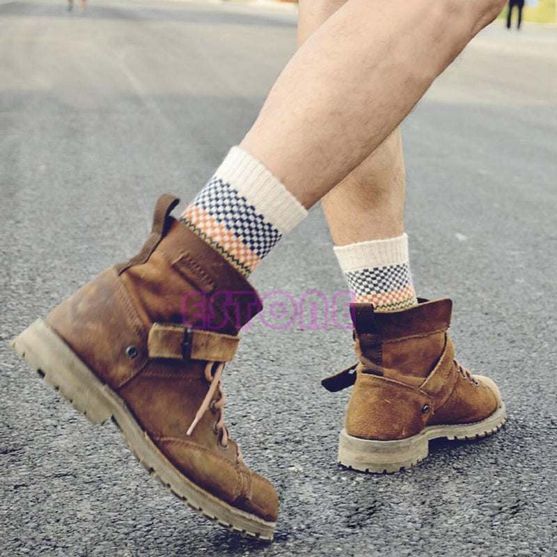 Vintage Jacquard Wool Blend Socks Set for Warmth and Comfort