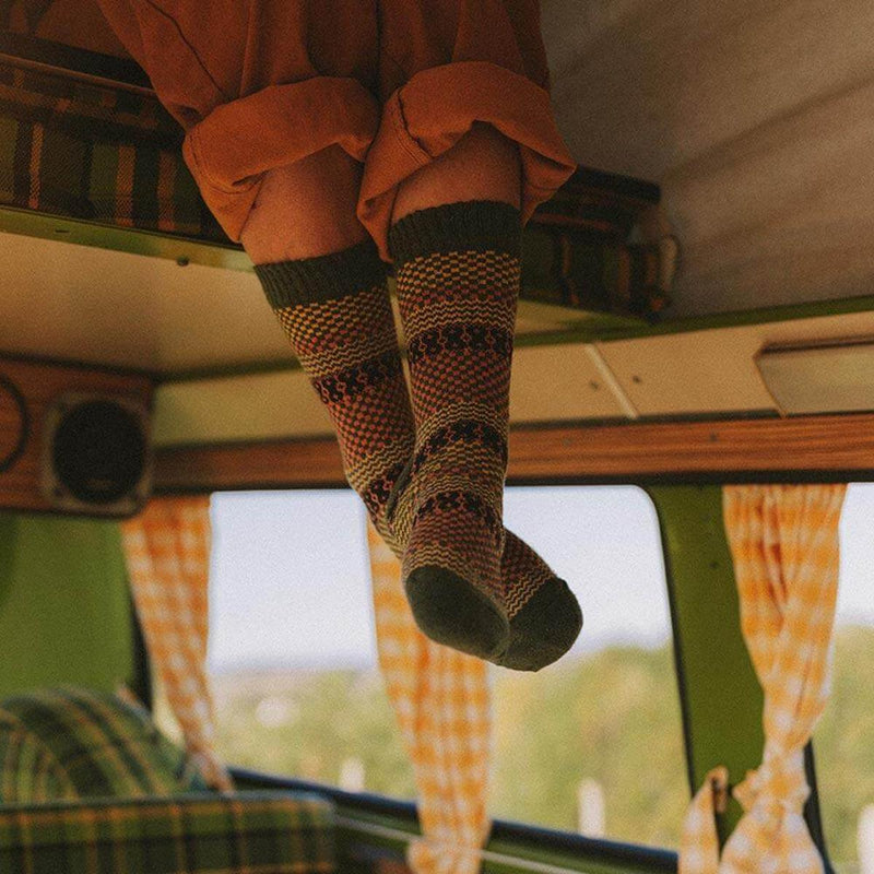 Vintage Jacquard Wool Blend Socks Set for Warmth and Comfort