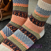 Vintage Jacquard Wool Blend Socks Set for Warmth and Comfort