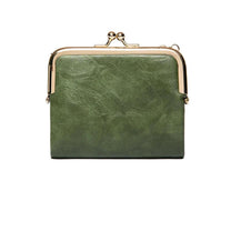 Vintage Kiss Lock Short Wallet PU Leather Bifold