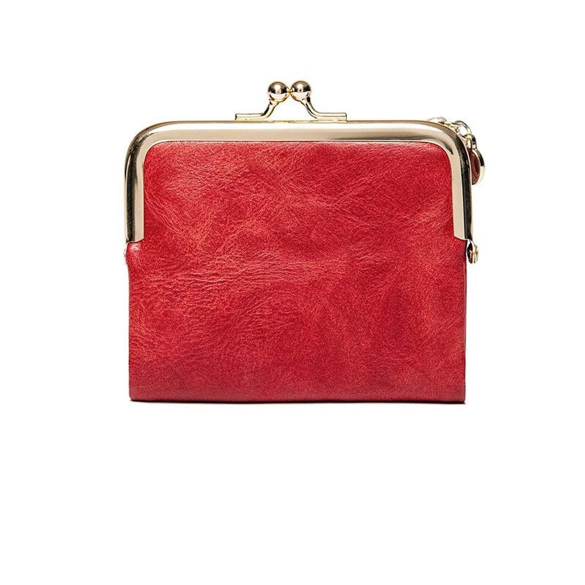 Vintage Kiss Lock Short Wallet PU Leather Bifold