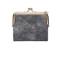 Vintage Kiss Lock Short Wallet PU Leather Bifold