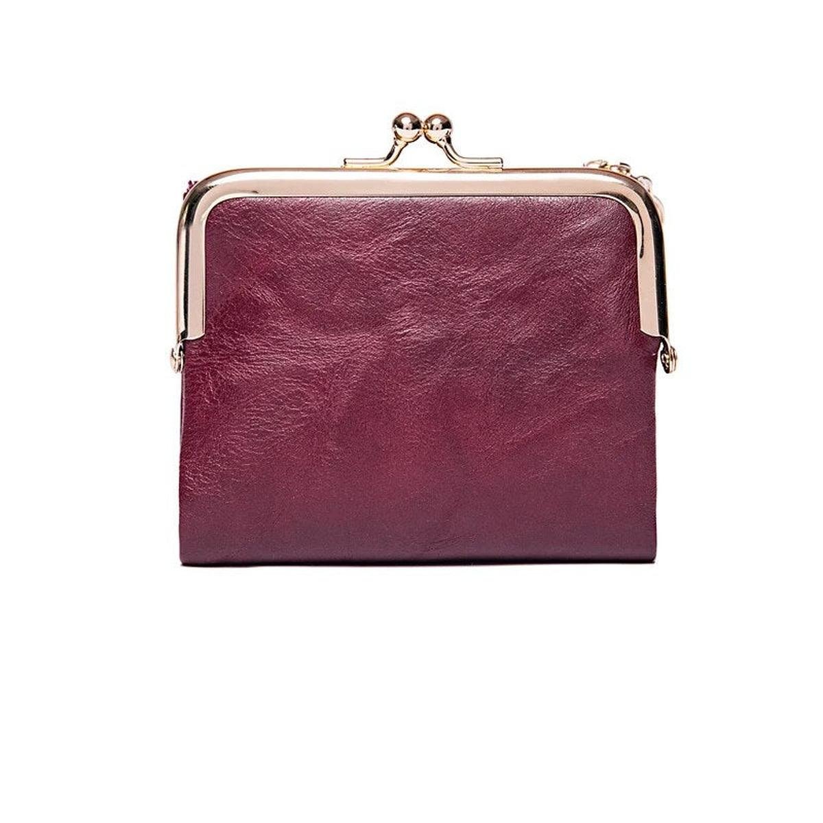 Vintage Kiss Lock Short Wallet PU Leather Bifold