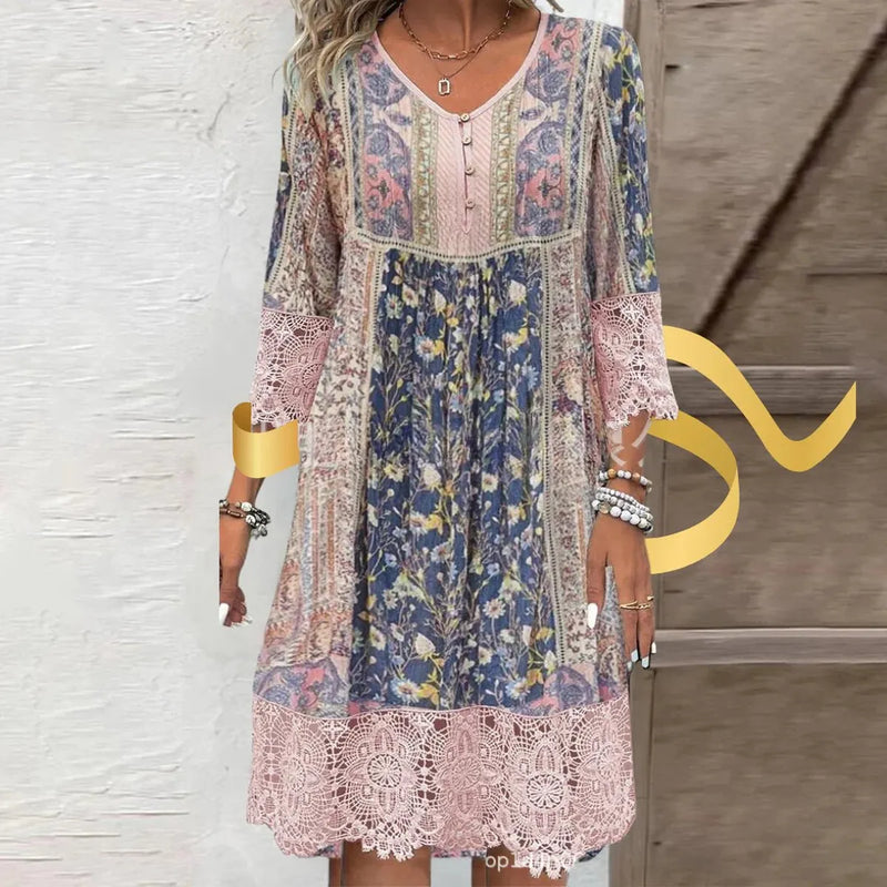 Vintage Lace Dress With Floral Pattern