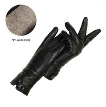 Vintage Leather Gloves With Wool Or Rabbit Fur Lining